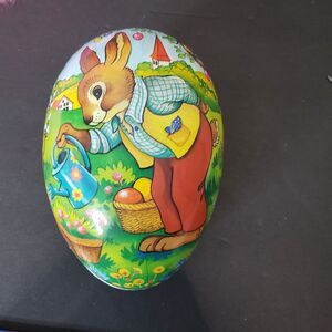 Vintage German Nestler Decorated Cardboard Easter Egg Candy Container 6"